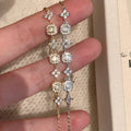 Clear Zircon Square Flower Link Bracelet 2 Metal Tones view 4