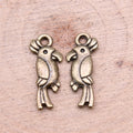 Perched Parrot Pendant Charms in Two Antique Metal Finishes view 4