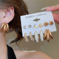 Gold Tone Mixed Stud And Hoop Earring Sets Jewelry view 2