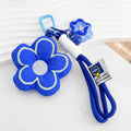 Padded Fabric Flower Charm Keychain With Bell And Cord Loop view 7