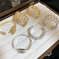 Metal Leaf Open Cuff Bracelets Gold Silver Five Styles view 2