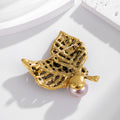 Leaf Pearl Look Metal Brooch Pin 4.6 x 5.4 cm for Jackets and Lapels view 2