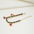 Six Christmas Charm Ribbon Woven Gold Chain Bracelets view 4