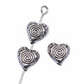 Spiral Heart Bead in Antique Silver Jewelry Making Component view 3