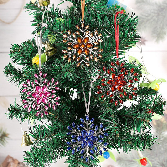 Rhinestone Snowflake Metal Hanging Ornament Four Colors