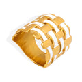 Wide Basket Weave Enamel Rings Gold Steel White Black Metal view 5
