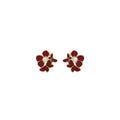 Red Enamel Look Flower Pearl Look Small Stud Earrings view 5