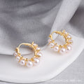 Gold-Tone Small Hoop Earrings With Graduated Pearl Fringe view 3
