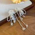 Pastel Flower Tassel Earrings with Long Beaded Strands view 10