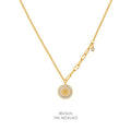 Gold Camellia Shell Disc Pendant Necklace Mixed Link Chain view 5