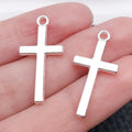 Bright Silver Zinc Alloy Cross Charm Pendant for DIY Necklace Keychain Jewelry Making