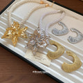 Metal Flower Cord Necklace Fan Hoop Earrings 3 Styles view 3