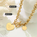 Chunky Curb Toggle Necklace Heart Love You More Disc Charm view 2