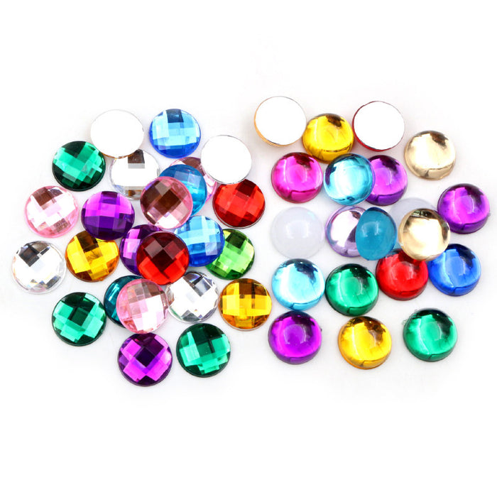 Multicolor Faceted Acrylic Round Cabochons in a Random Mix