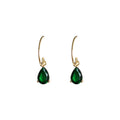 Gold Fish Hook Emerald Green Teardrop Crystal Earrings view 5