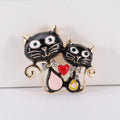 Two Cat Enamel Brooch With Heart and Crystal Bows in Six Colors view 6