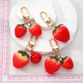 Gold Tone Realistic Resin Strawberry Clip Keychains view 4