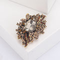 Antique Leaf Rhinestone Brooch Large Oval Center Crystal view 4