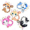 Printed Cat Charms in Gold and Silver Tones, Five Cat Designs view 5