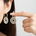Crystal Look Open Round Medallion Huggie Dangle Earrings view 1