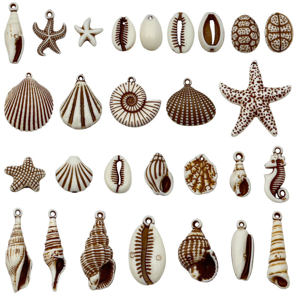Acrylic Scallop Shell Shell Conch Starfish Charm Pendants