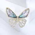 Butterfly Brooch With Printed Wings and Clear Crystal Filigree view 7