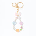 Iridescent Bow Crystal Bead Loop Keychain Gold Clasp Pastel view 5