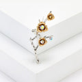 Silver Plum Blossom Branch Brooch Gold Flowers AB Crystal view 6