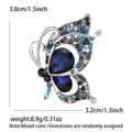 Silver Butterfly Brooch with Large Crystal Blue Burgundy view 6