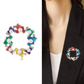 Multicolor Beaded Wreath Brooch With Decorative Crystal And Enamel Details view 2