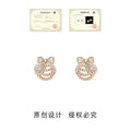 Gold Bow Shell Pave Stud Clip Earrings Two Styles Set view 3