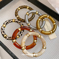 Tube Acrylic Stretch Bracelets Gold Spacers Leopard Gold view 1