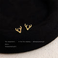 Gold Mini Deer Antler Horn Shaped Stud Earrings Pair view 3