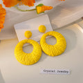 Eight Color Yarn Wrapped Large Round Disc Earrings view 10