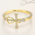 Pave Ribbon Bow Loop Statement Ring In Gold And Silver Tones view 3