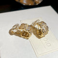 Crystal Chain Link Clip On Hoop Earrings In Two Tones view 7