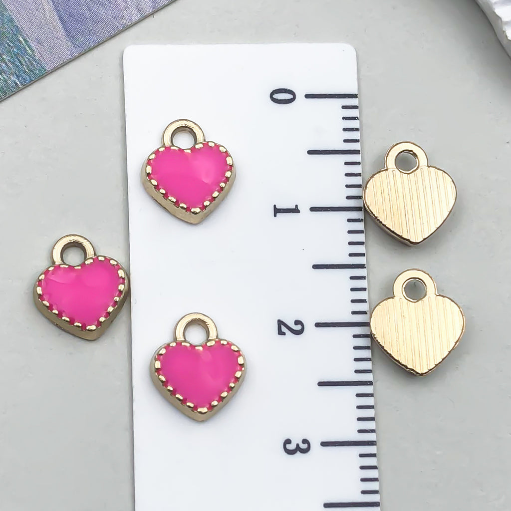 Zinc Alloy Enamel Mini Heart Charm Pendant for DIY Necklace Earrings Jewelry — 8×9mm