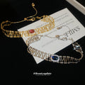 Silver Gold Oval CZ Ladder Bracelets Blue and Magenta view 3