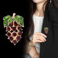 Grape Crystal Two Designs Metal Brooch Pin for Jackets and Lapels view 3