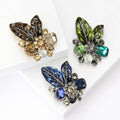 Enamel Leaf Crystal Cluster Brooch Yellow Blue Green view 1
