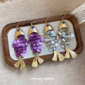 Sequin Fish Drop Hook Earrings in Two Colors With Decorative Metal Accents view 4