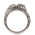 Blackened Silver Eagle Wing Ring Black Stone Center view 3