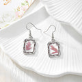 Silver Tone Ornate Rectangular Pressed Flower Drop Earrings in Seven Designs view 11