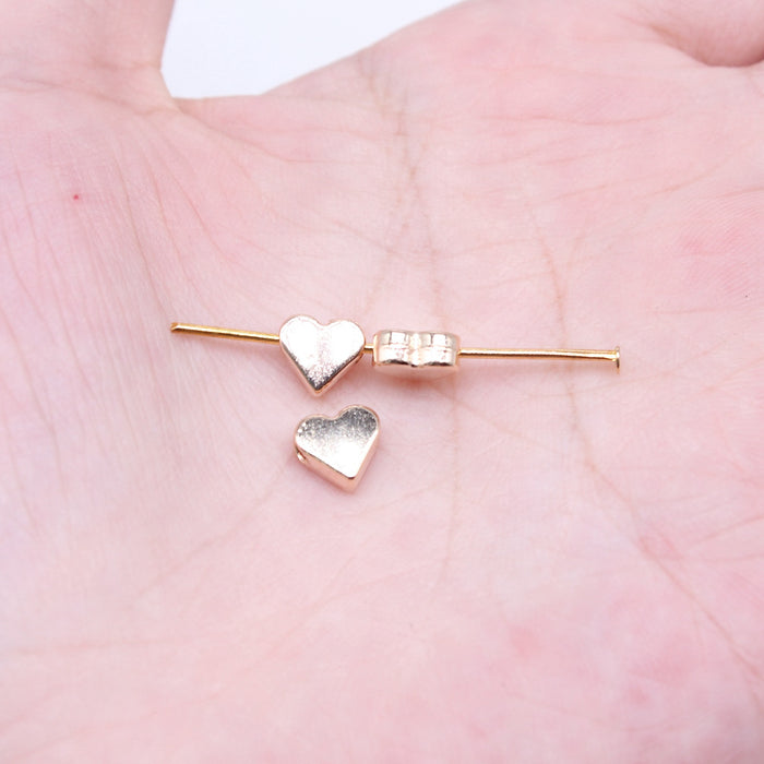 Smooth Heart Spacer Beads in Gold and Antique Silver Tones