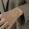 Double Chain Plaque Bracelet in Silver Rose Gold and Gold Tone view 7