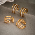 Stainless Steel Zircon Ear Cuffs Twist Triple Double Gold Steel view 3