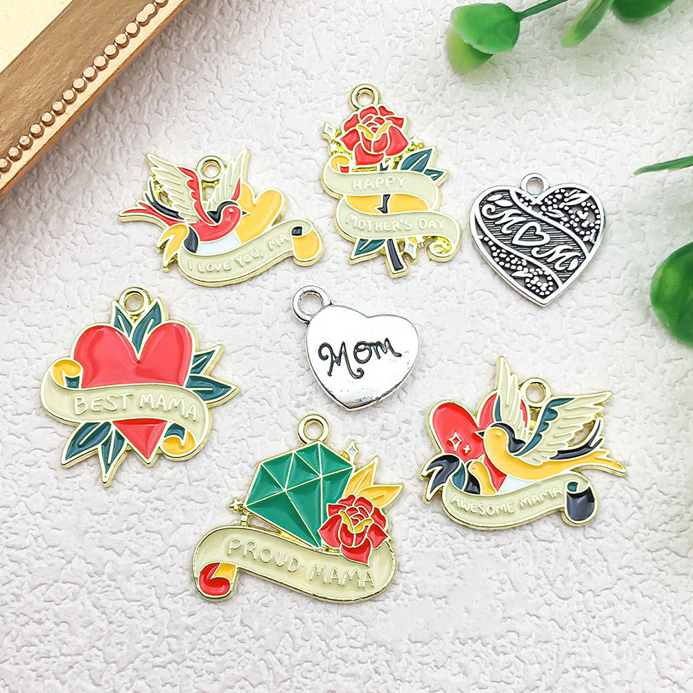 Enamel Zinc Alloy Mothers Day Sweet Gift charm pendants for DIY bracelets necklaces keychains