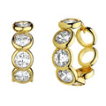 Gold Four Bezel Clear Stone Huggie Hoop Earrings Alloy view 5