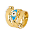 Evil Eye Spiral Open Ring Gold Steel Blue Enamel Zircon Tips view 5
