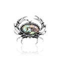 Abalone Shell Body Crab Brooch in Antique Silver Tone view 1